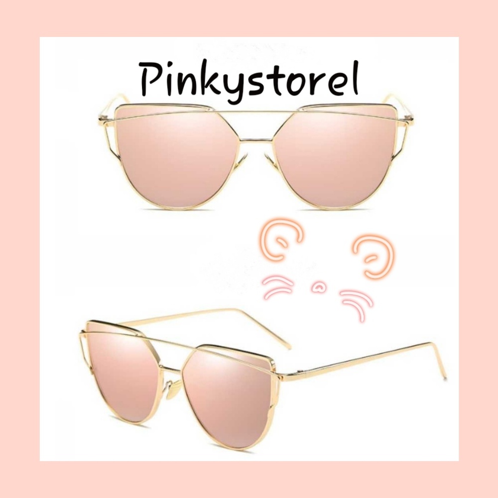 🍑Rose Peach Mirror Cat Eye Sunglasses🍑 - Picture 3 of 7